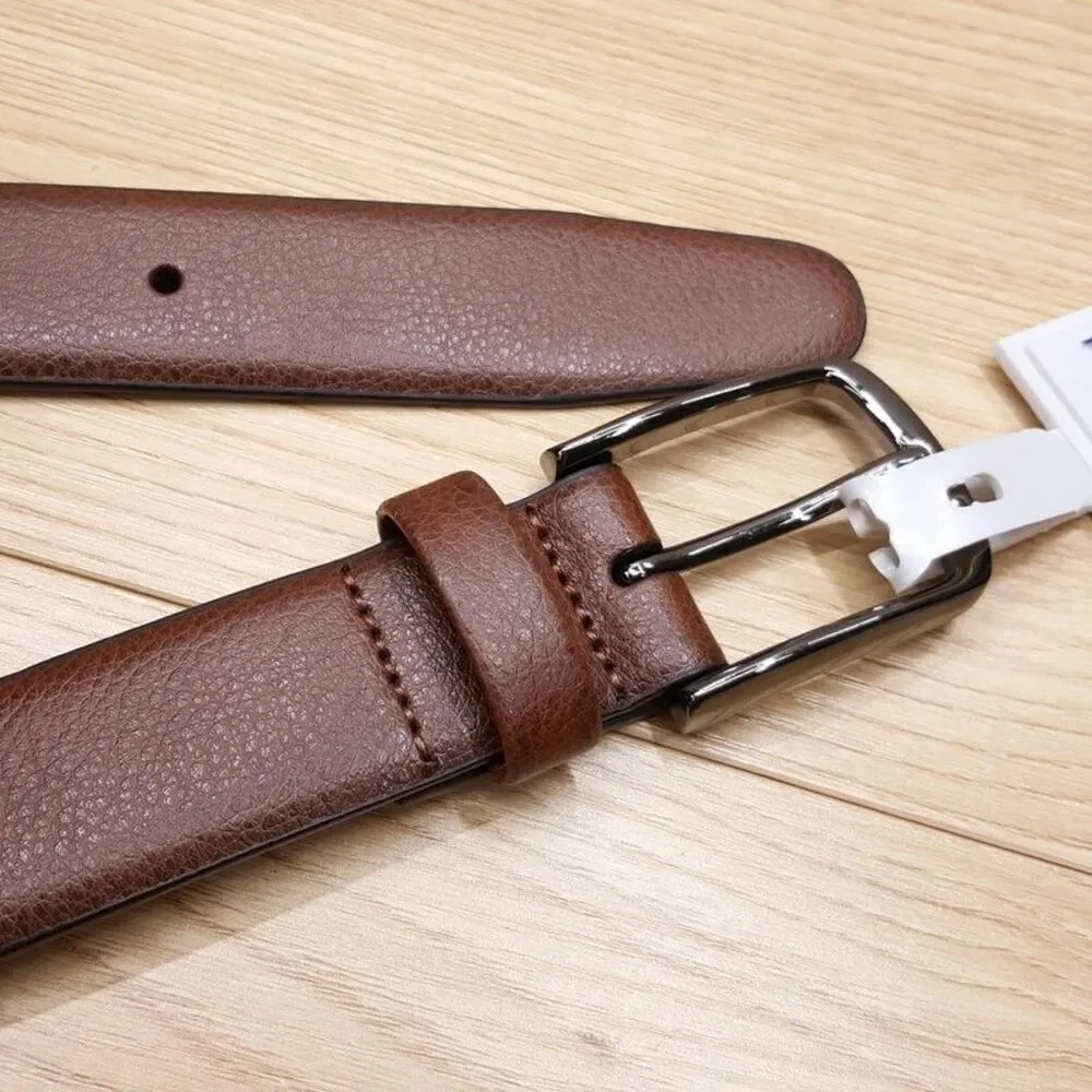 PERRY ELLIS Belt Mens Size 40 Brown Burnished Edge Pebbled Faux Leather